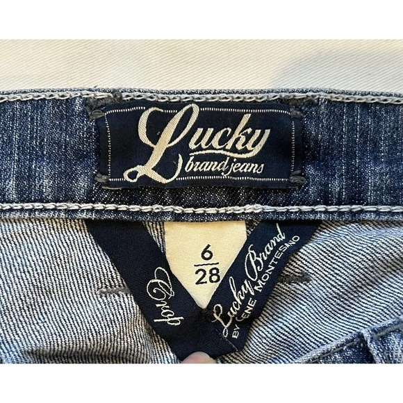 Lucky Brand Easy Rider Crop Blue Jeans Womens 6/28 Distressed Stretch Denim Pant - Picture 3 of 11